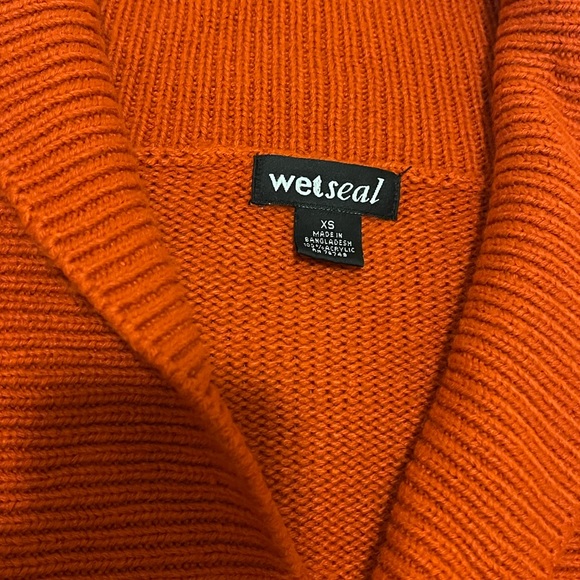 ORANGE RUST - CARDIGAN SWEATER / DEEP V / ROLLEDCOLLAR / DOUBLE BREASTED BUTTONS - Picture 5 of 7